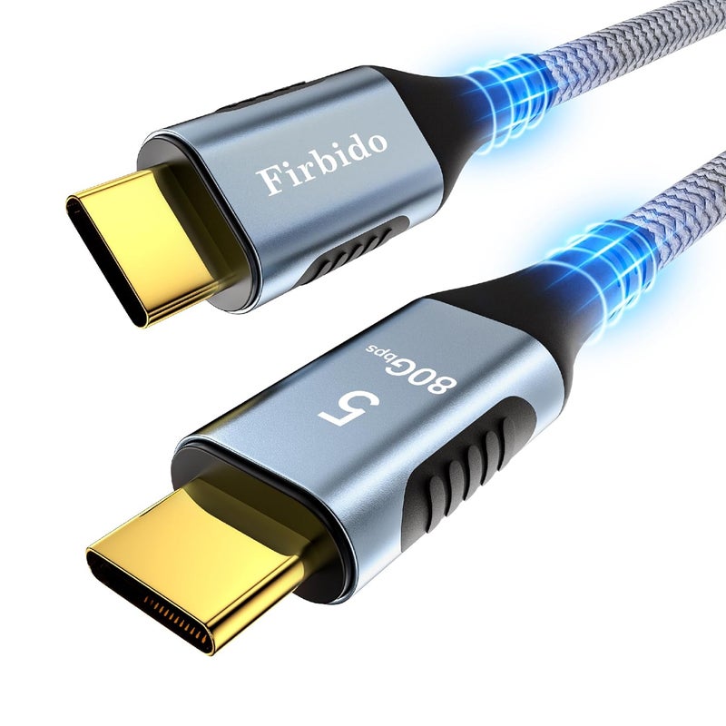 Firbido كابل Thunderbolt 5 بطول 3.3 قدم، سرعة عالية 80Gbps، عرض نطاق 120Gbps، PD 240W، 16K@60Hz، 8K@165Hz، 4K@540Hz لكابل Thunderbolt 4، آيفون 17، Razer Blade، SSD، USB4، Mac mini M4 - Image 1